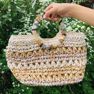 Cappelli Straw Beaded Handle Bag